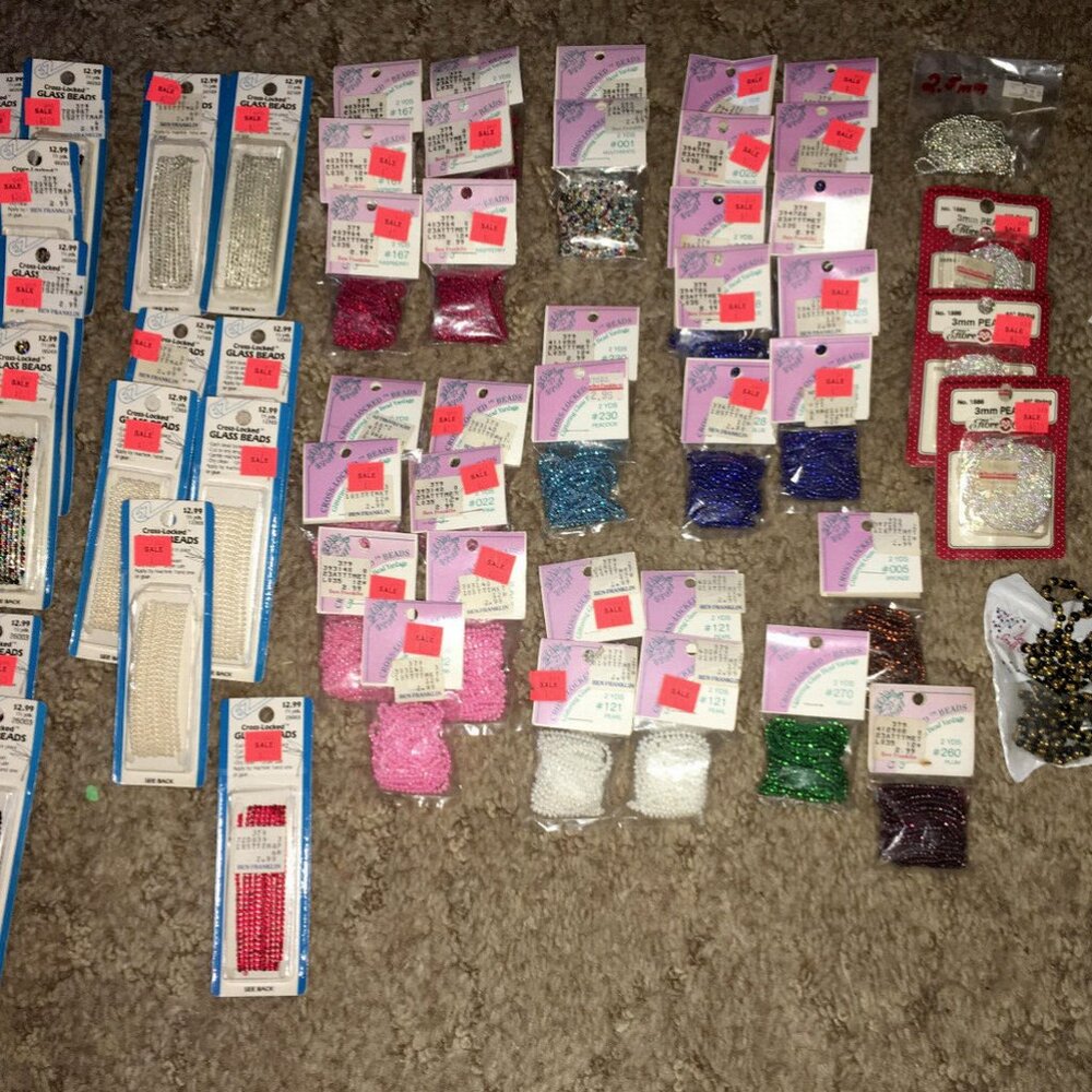 Large Lot Cross Locking Stringed Craft Beads 18 Different Styles 64 Bundle